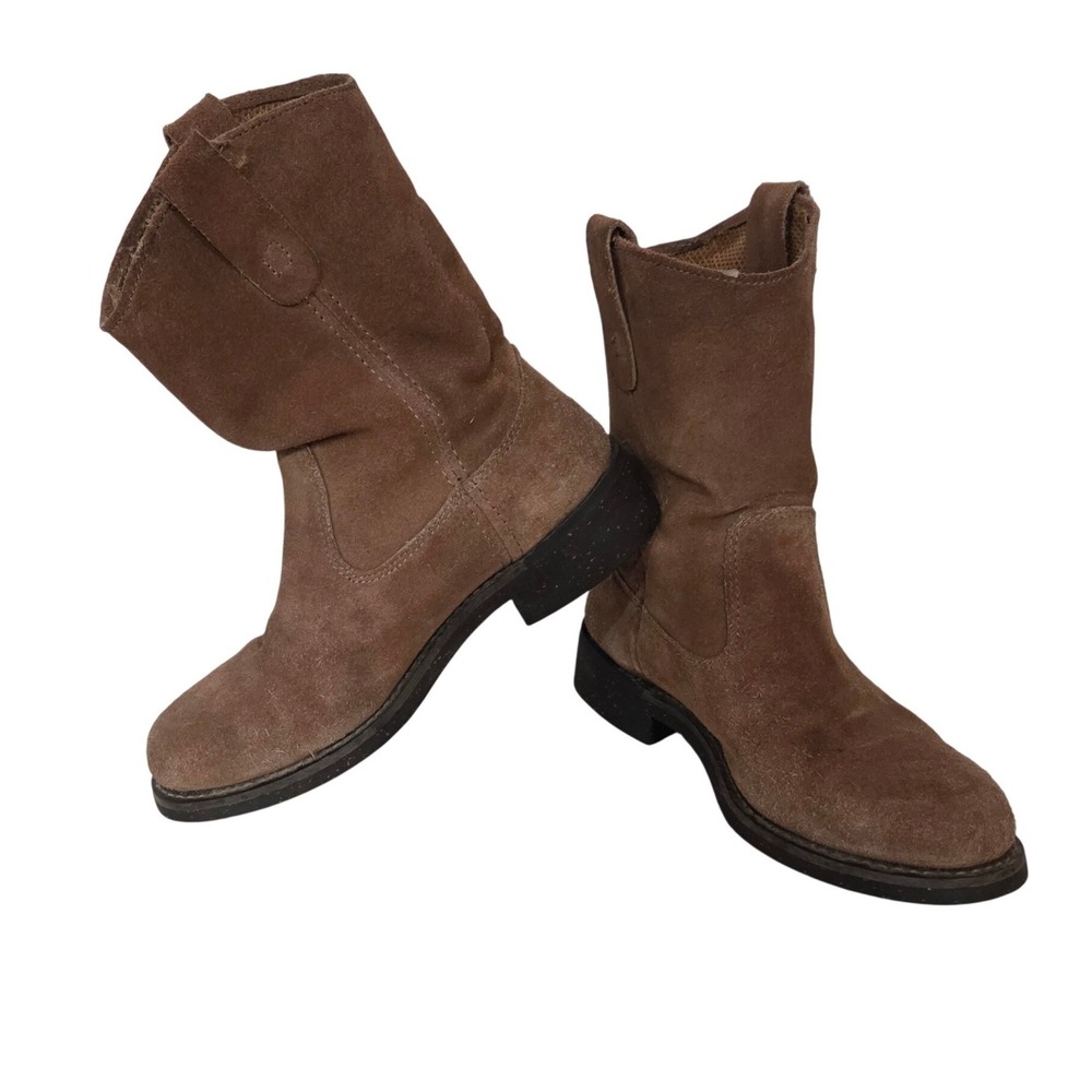 Brahma Del Rio Brown Suede Leather Mid-Calf Western Pull On Boots Womens 7